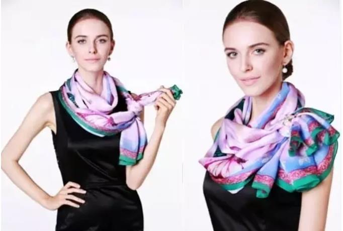 真絲絲巾怎么系