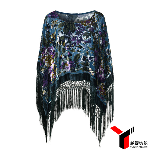 新款爛花絨流蘇披肩淺色款 新款爛花絨流蘇披肩淺色款
