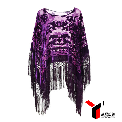 牡丹款新款爛花絨披肩紫色系列 牡丹款新款爛花絨披肩紫色系列