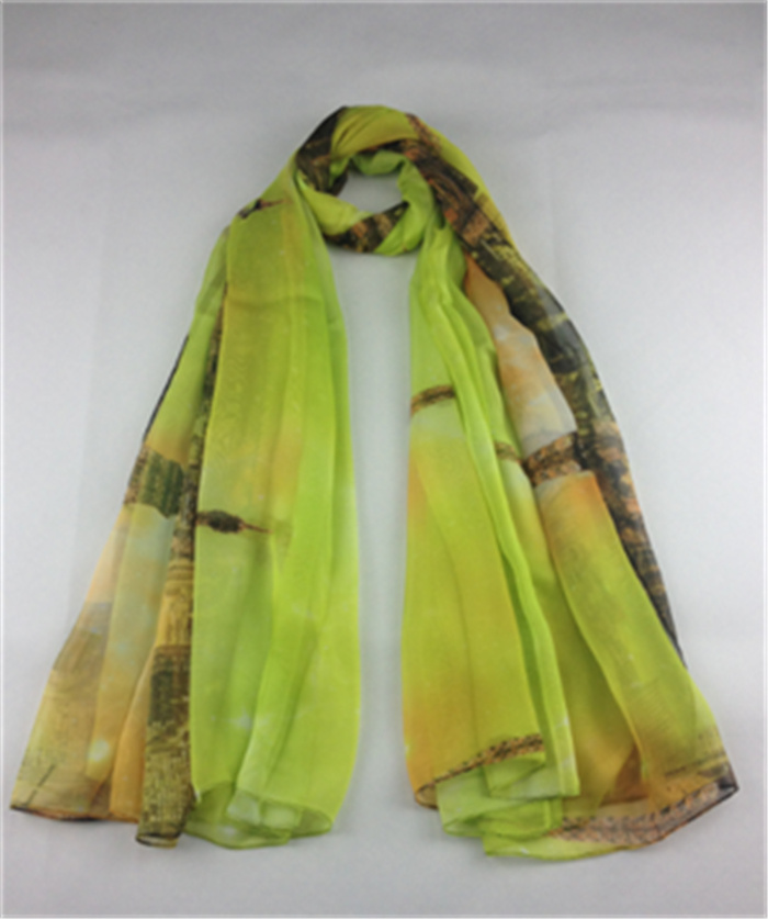 柔曼絲巴黎鐵塔系列仿真絲圍巾黃色 柔曼絲巴黎鐵塔系列仿真絲圍巾黃色