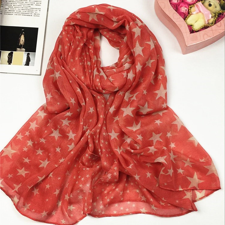 新款滿天星巴厘紗圍巾紅色 新款滿天星巴厘紗圍巾紅色
