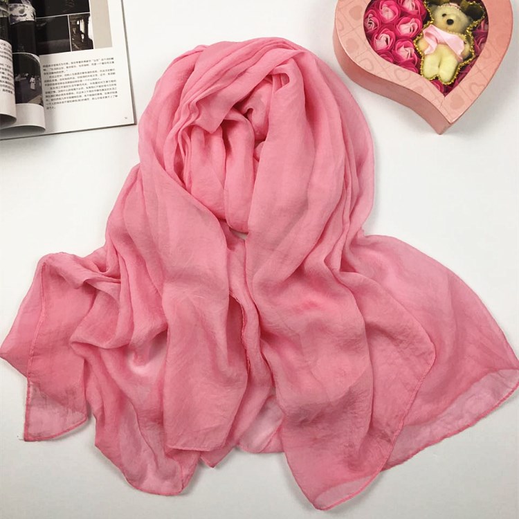 純色仿真絲絲巾粉紅色 純色仿真絲絲巾粉紅色