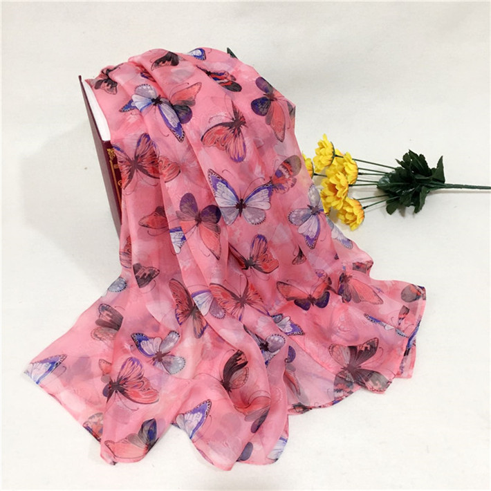 新款秋冬系列蝴蝶翩翩圍巾巴厘紗粉色 新款秋冬系列蝴蝶翩翩圍巾巴厘紗粉色