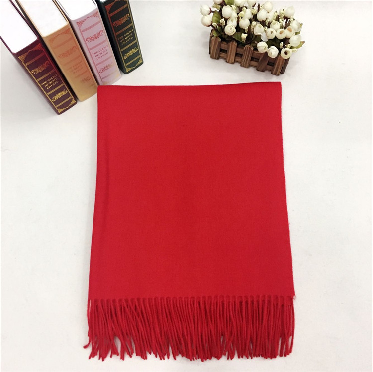 新款秋冬羊毛掛須圍巾紅色 新款秋冬羊毛掛須圍巾紅色
