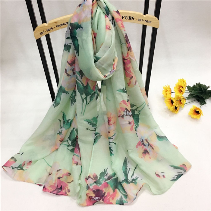 牡丹花巴厘紗圍巾 牡丹花巴厘紗圍巾